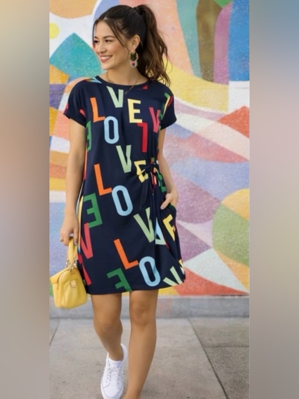 LOVE Graphic Mini Dress XS Colorful Pop Art Y2K Vibes | SOHO Streetwear